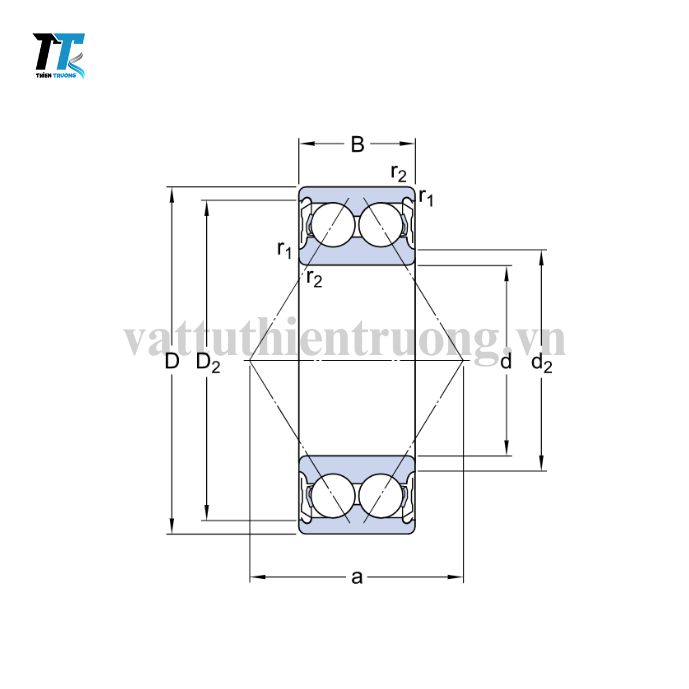 Cấu Tạo Vòng Bi Cầu Tiếp Xúc Góc 2 Dãy